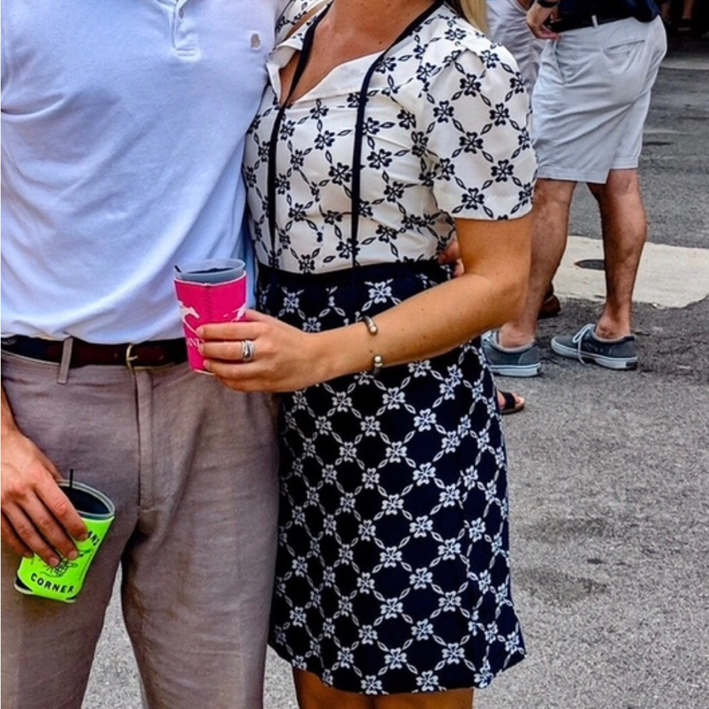 Draper James Navy and White Floral Dress